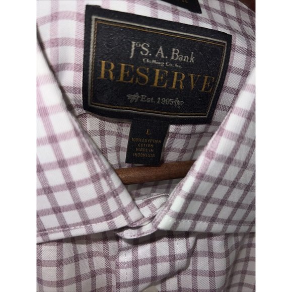 Jos A Bank Dress Button Down Shirt Reserve Tailored Fit Purple Check L - Picture 3 of 5